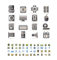 Computer performance and equipment icons vector image