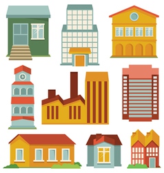 Set with buildings icons vector image