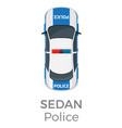 Police sedan top view flat icon Police sedan top view flat icon vector image