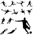 Soccer silhouettes set vector image
