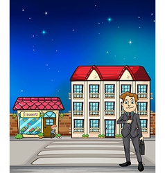 Man and buildings vector image