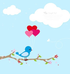 Blue bird with balloons vector image