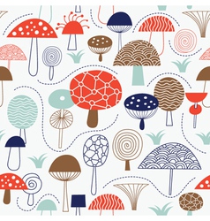 Seamless pattern with mushrooms fabric design vector image