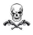 Smiling skull with revolvers vector image