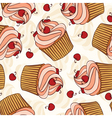 Hand drawn cupcakes pattern vector image