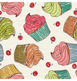 Cupcakes and cherries vector image