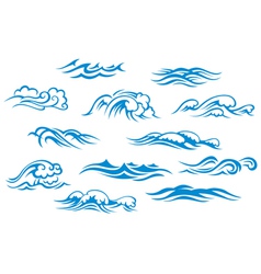 Ocean and sea waves set vector image
