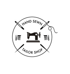 Vintage sewing machine logo Royalty Free Vector Image