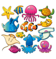 Sea animals collection vector image