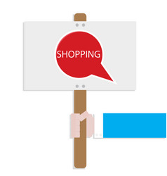 Hand hold promotion banner shopping Hand hold promotion banner shopping vector image