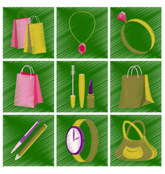 Assembly flat shading style icons accessories Assembly flat shading style icons accessories vector image