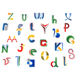 Set of full alphabet letters and icons vector image