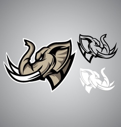 Elephant head linethai emblem logo vector image