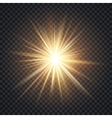 Realistic starburst lighting effect yellow vector image