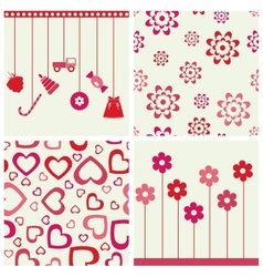 Flowers and hearths set vector image