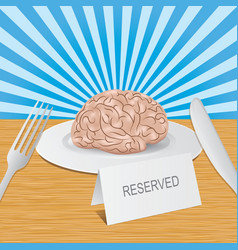 Reserved brain lies on plate Healthy brain vector image