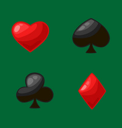 Isolated four card suits for poker game in casino Isolated four card suits for poker game in casino vector image