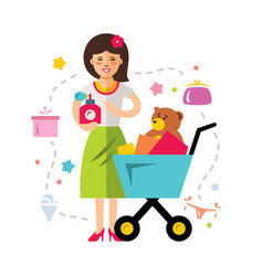 Shopping girl flat style colorful cartoon vector image