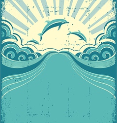 Grunge dolphins poster vector image