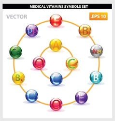 Health medicine vitamins pill set isolated vector image