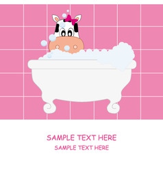 Cow girl bathing vector image