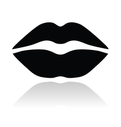 Lips black glossy icon vector image