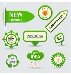 Set of green new formula labels vector image