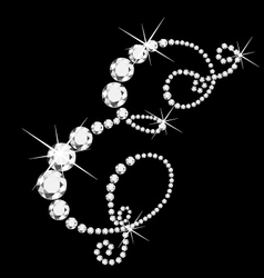 E italic letter with diamonds vector image
