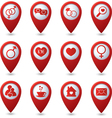 Map pointers with love icons vector image