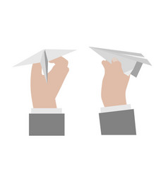 Hand holding a paper airplane Hand holding a paper airplane vector image