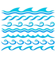 Water waves design elements set vector image