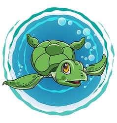 Cute green turtle vector image