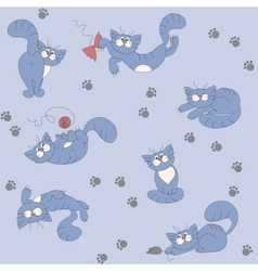 Seamless background with playful cats vector image