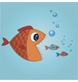 Fish trying to eat two small fishes vector image