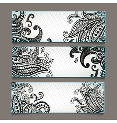 Set of bookmarks with elegant paisley ornaments vector image