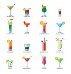 Set of different alcohol drink cocktails Set of different alcohol drink cocktails vector image