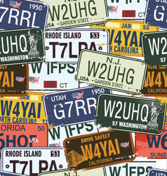 Seamless background - retro auto licence plates vector image