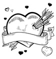 Doodle valentines heart banner vector image