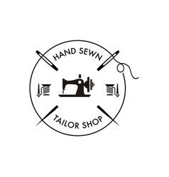 Vintage sewing machine logo Royalty Free Vector Image