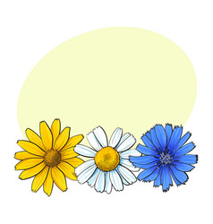 Greeting card postcard template with wild field Greeting card postcard template with wild field vector image