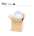Opened cardboard box with light bulb vector image