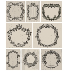 Set of vintage frames and design elements vector image