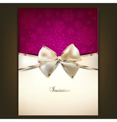 Greeting card with white bow and copy space vector image