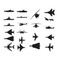 Army vehicle silhouettes vector image