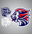 Lion head blue red logo vector image