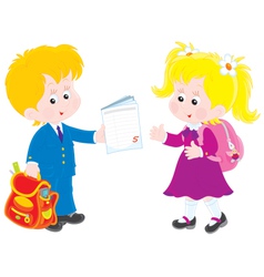 Schoolboy and schoolgirl vector image