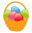 Yellow basket with colored eggs vector image
