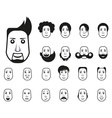 Male icons set with different hairstyle and emotio Male icons set with different hairstyle and emotio vector image