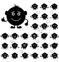 Smilies round set black vector image
