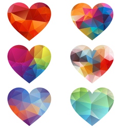 Colorful hearts with geometric pattern vector image